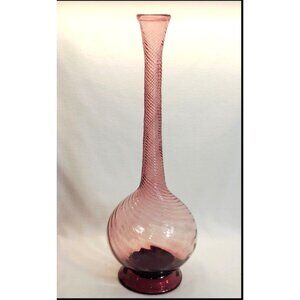 Hermanos Avalos Mexican art Glass Tall amethyst swirl Vase 16"